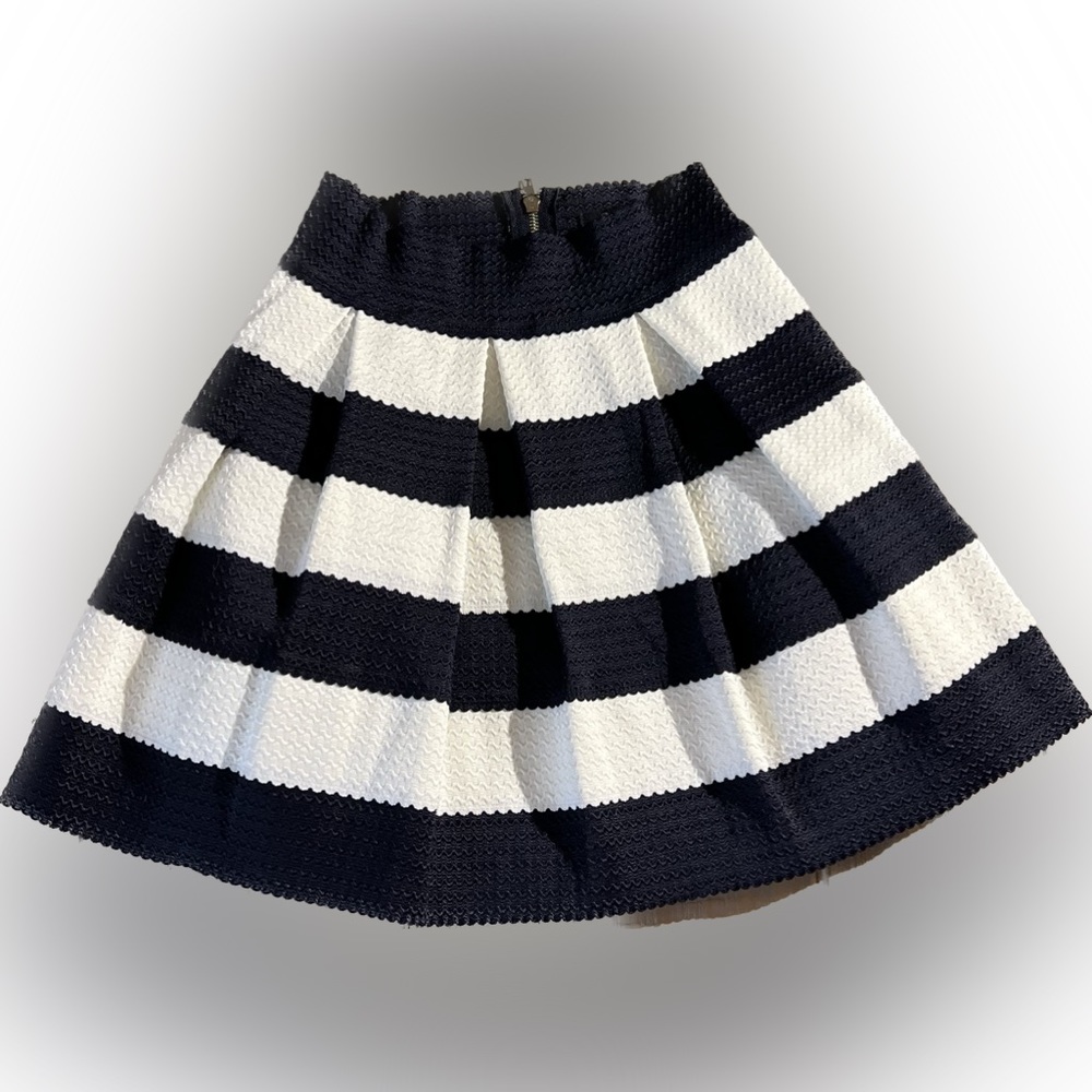 Honey Punch Womens Sz M Blue White Striped Above Knee Length Elastic Skirt